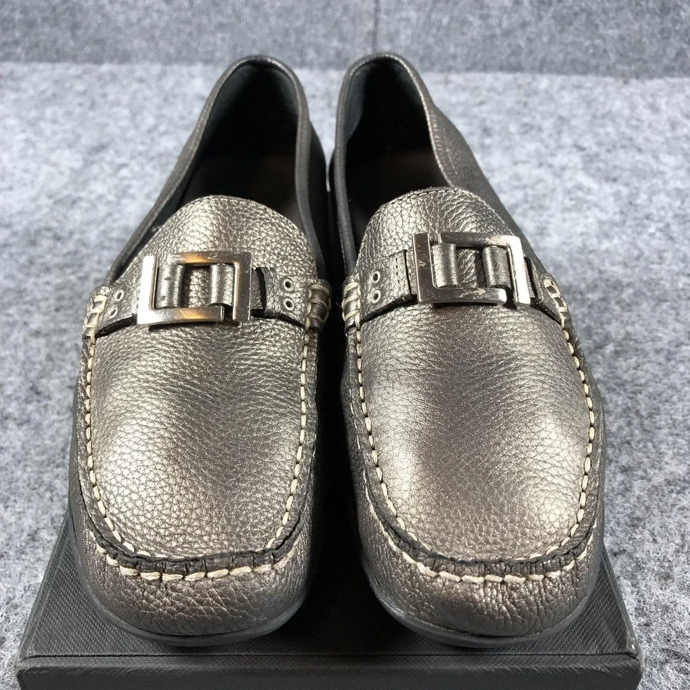 Naturalizer Shoes Womens‎ Size 8.5 M Metallic Pewter Pixie Loafers Driving Moc